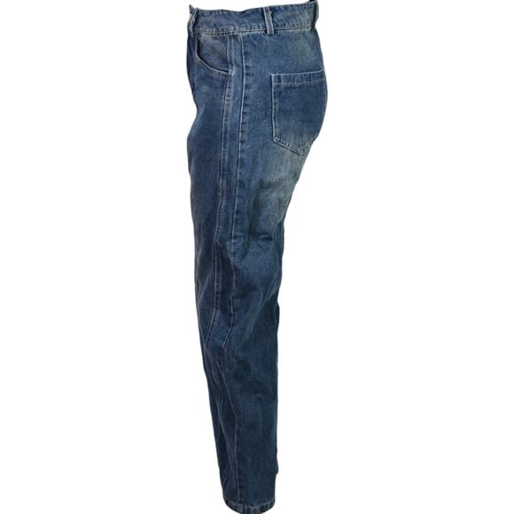 Barrel Leg Jeans Blue Balloon High Waist Medium Wash Baggy Wide Leg Ankle 25 26 - Picture 12 of 14